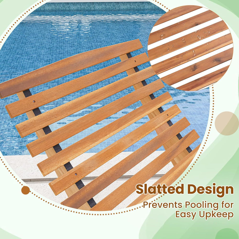 HAPPYGRILL Outdoor Acacia Wood Chaise Lounge, Rocking Chair with High Back, S...