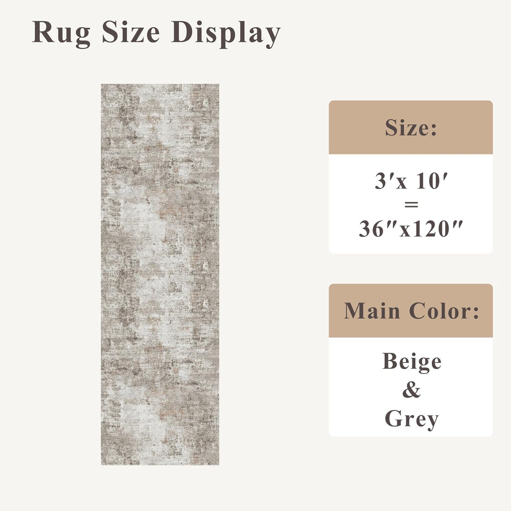 3x10 Ft Long Hallway Runner Rug - Non-Slip Washable Kitchen Runner Rug with R...