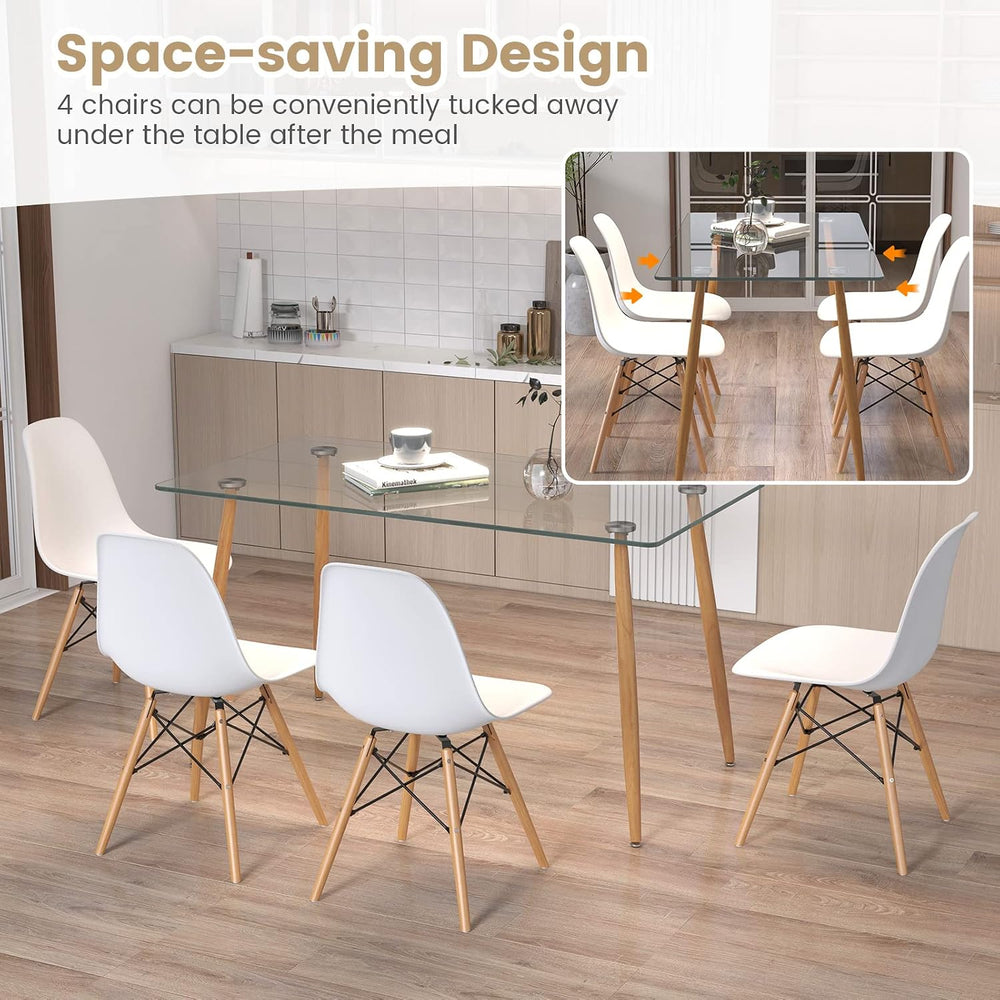 Tangkula Dining Table Set for 4, Modern Kitchen Table and Chairs, Glass Table...