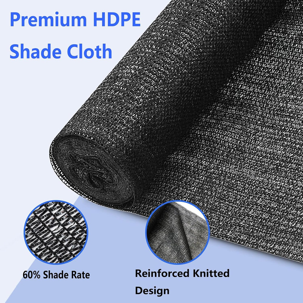 60% Shade Cloth Roll 8ft x 100ft - HDPE Sun Shade Fabric Roll, UV Block Cutta...