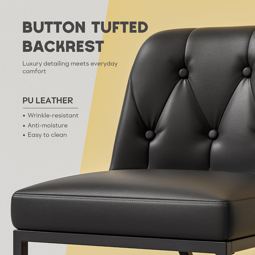 Ollega 24" Black Counter Height Bar Stools Set of 2, Button Tufted Back