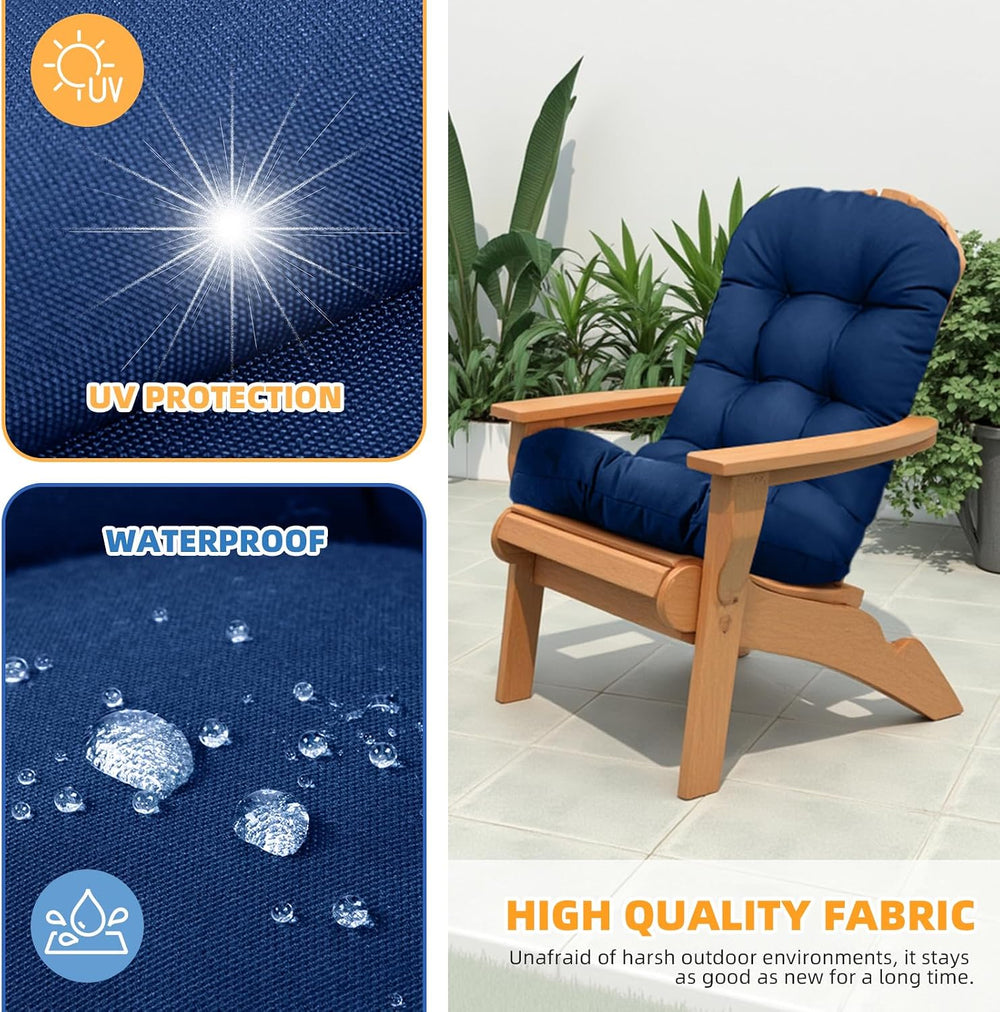 Outdoor Adirondack Chair Cushion Set of 2 Waterproof Replacement Cushions for...