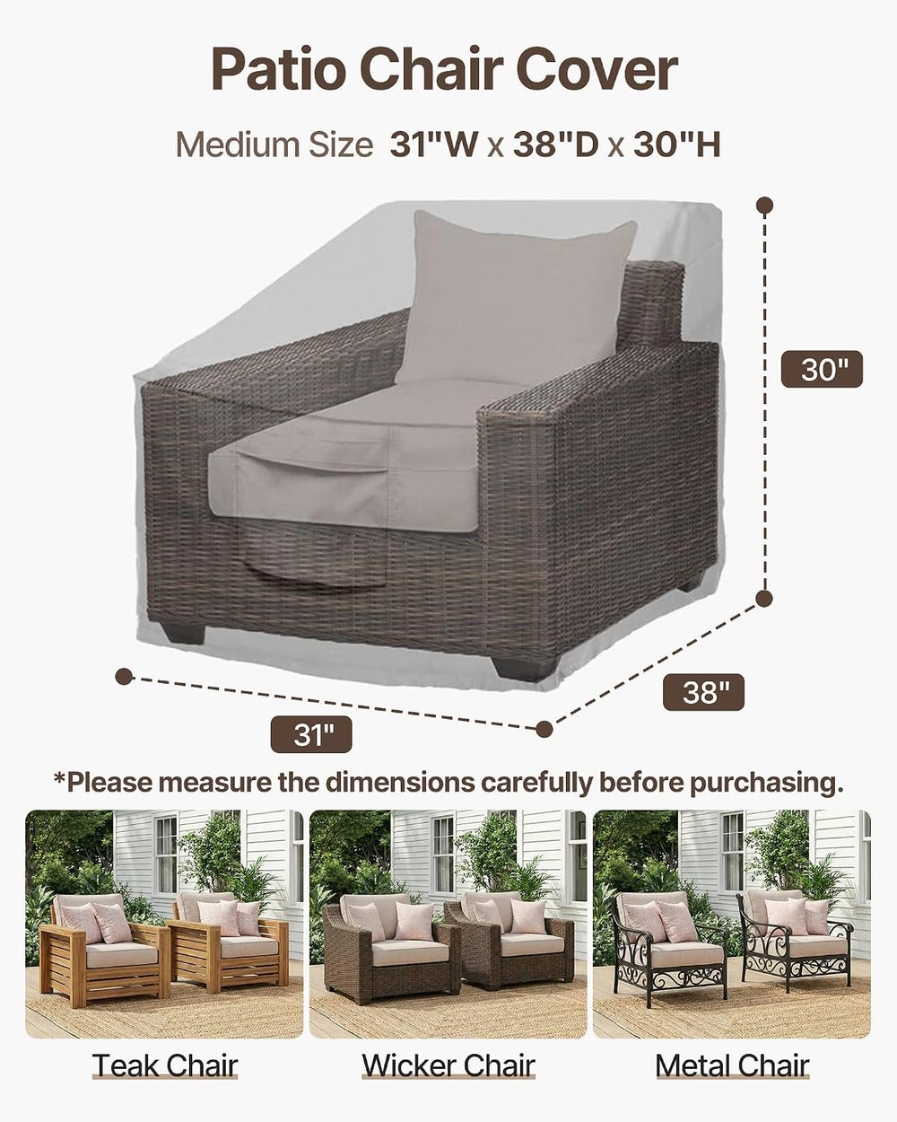 Vailge Patio Chair Covers & Outdoor Furniture Covers Heavy-Duty Waterproof