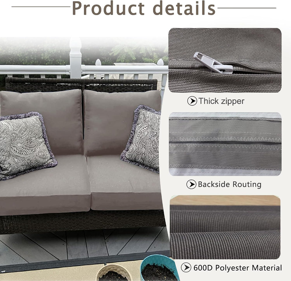 Patio Cushion Covers Replacement, Deep Seat Patio Cushions Cover set of 4