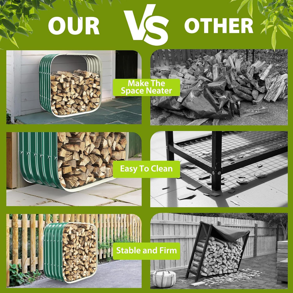 27.5 X 27.5 Inch Square Green Firewood Rack,Log Storage Outdoor / Indoor