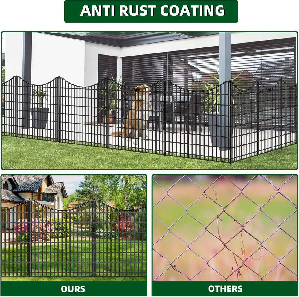 18 Panels No Dig Decorative Fence with Gate, 33 in(H) X 40.5 ft(L) Tall Garde...