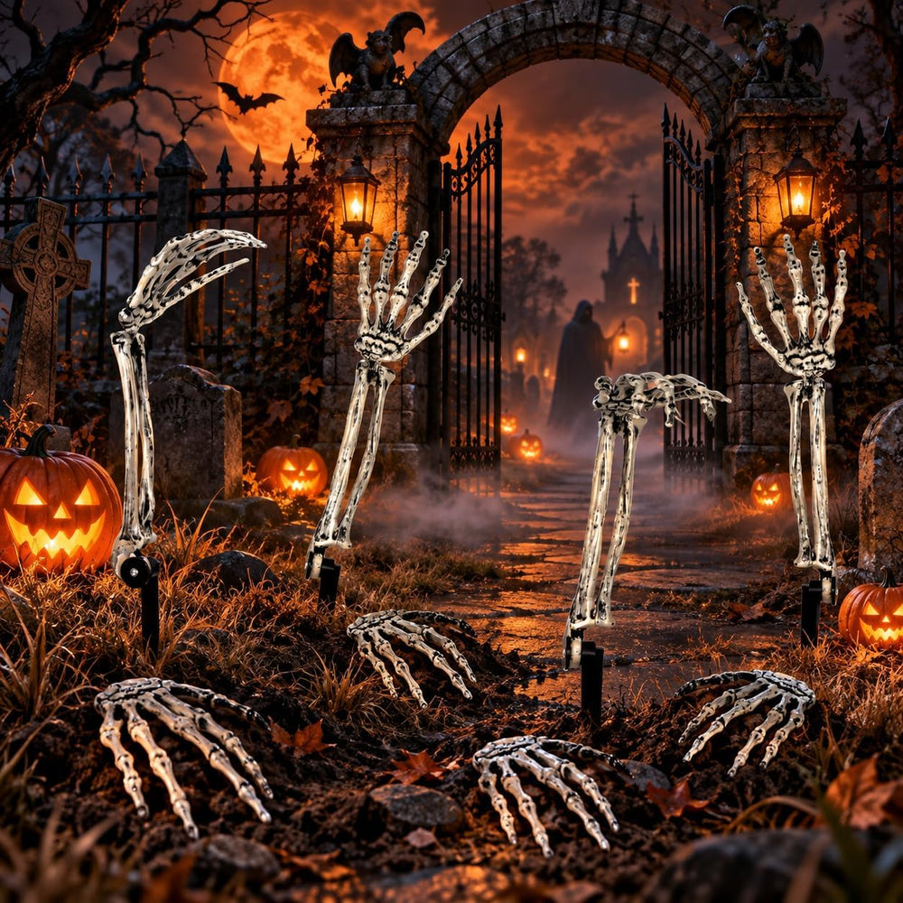 12 PCS Halloween Skeleton Hands Arms Stakes, Realistic Groundbreaker Skeleton...