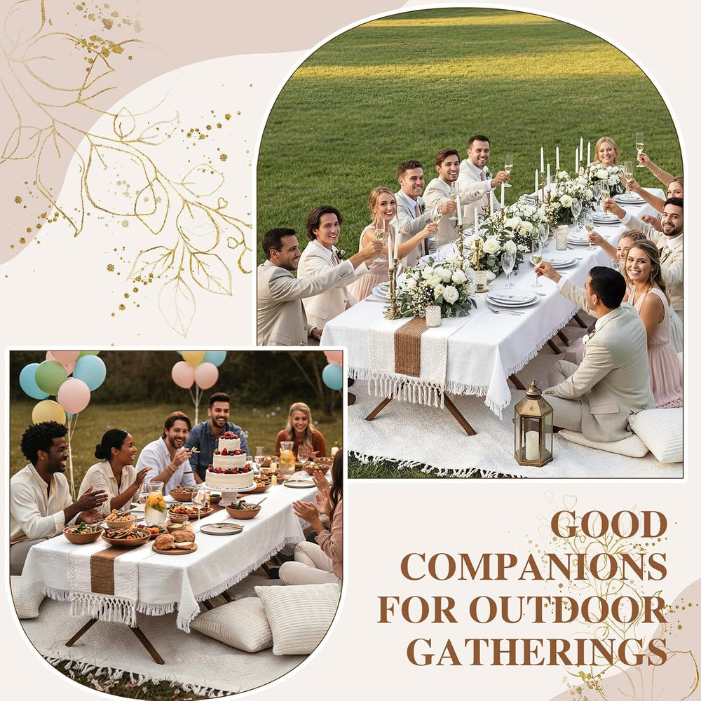 Novabright 20 Pcs Boho Picnic Set with Table Blanket Runner,Pillow Covers