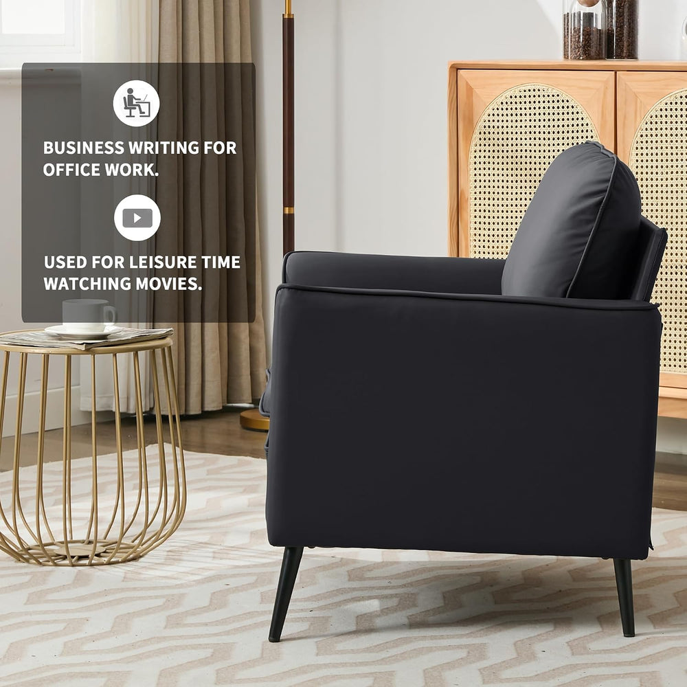 YISHENG Mid-Century Modern Living Room Accent Chairs Set of 2 - Oversized Fau...