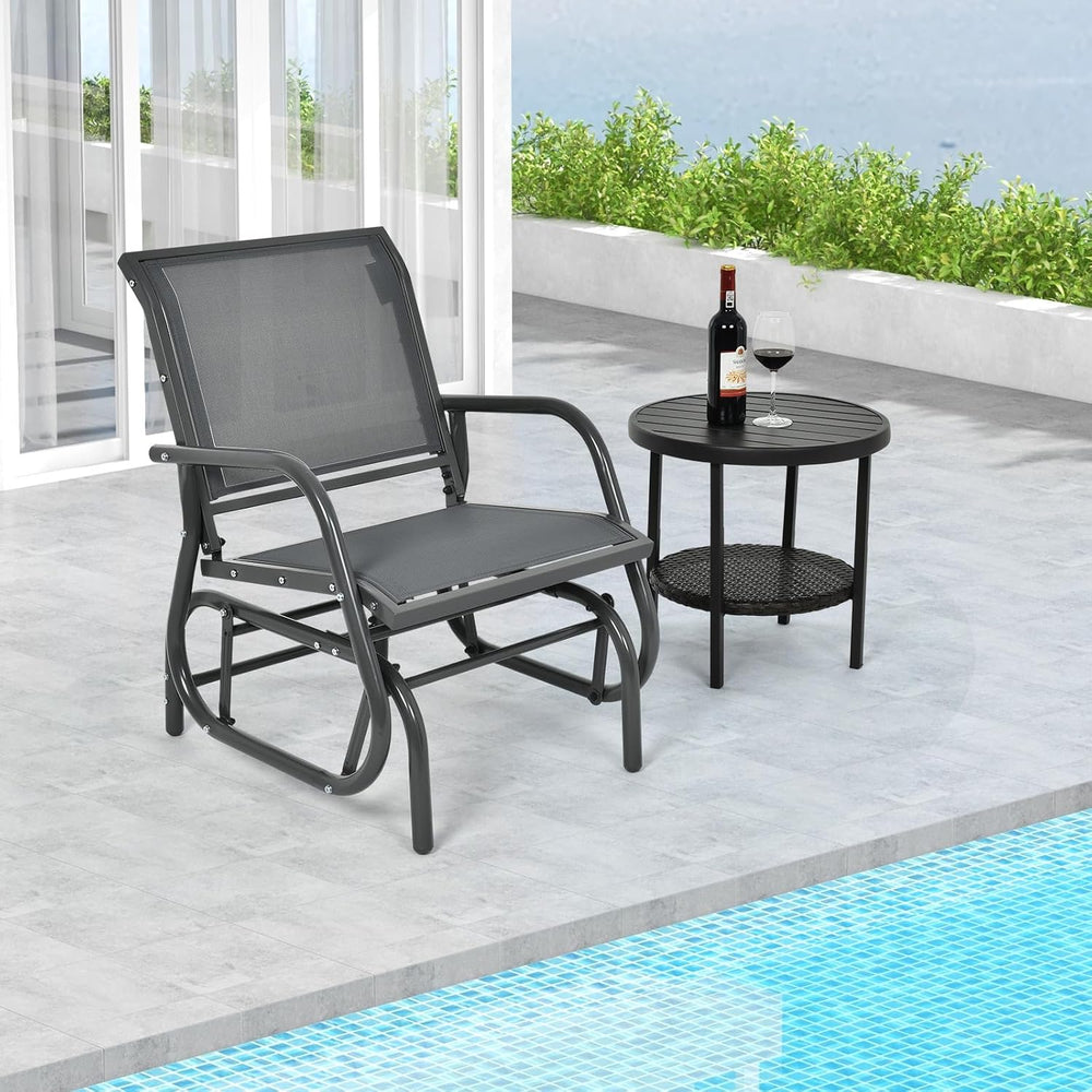 DORTALA Swing Glider Chair, Outdoor Rocking Chair w/Study Metal Frame, Comfor...