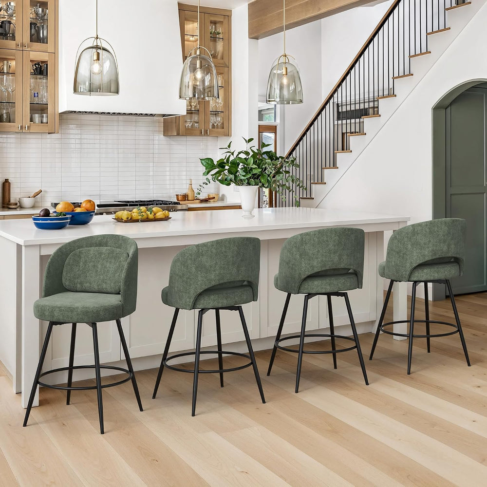 LUE BONA 26" H Swivel Bar Stools Set of 3, Counter Height Bar Stools wit...