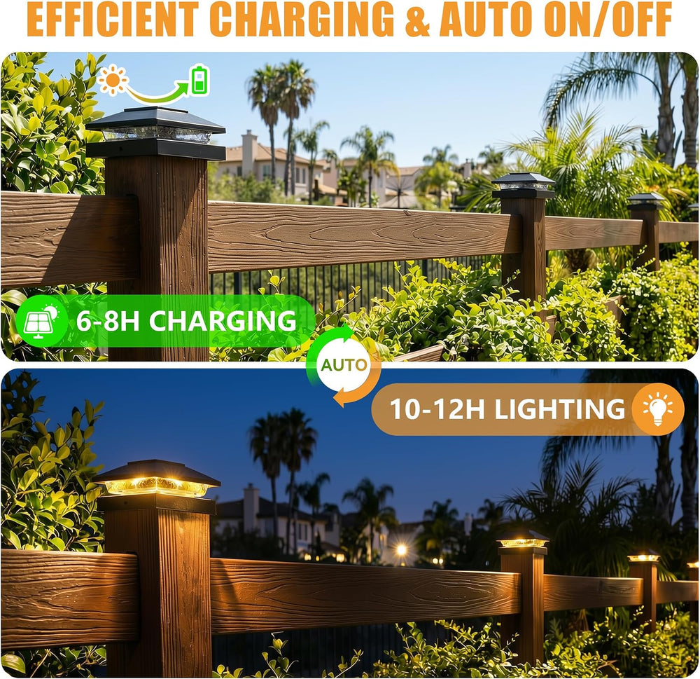 Brightown Solar Post Cap Lights Outdoor 8-Pack, Waterproof Fence Post Solar L...