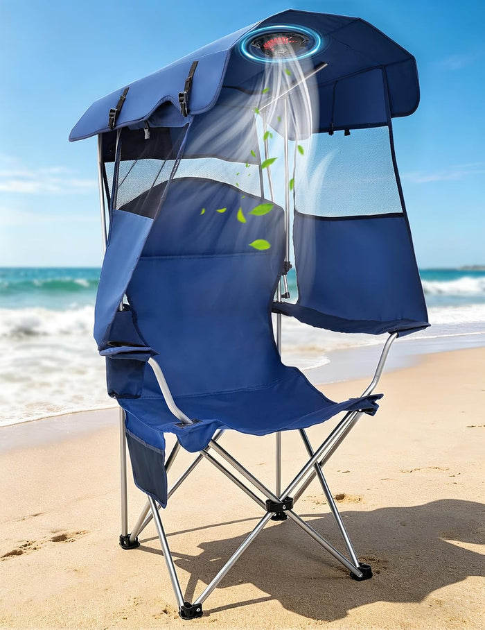 EO Living Folding Canopy Chair with Built-in USB Fan (Battery Not Included)
