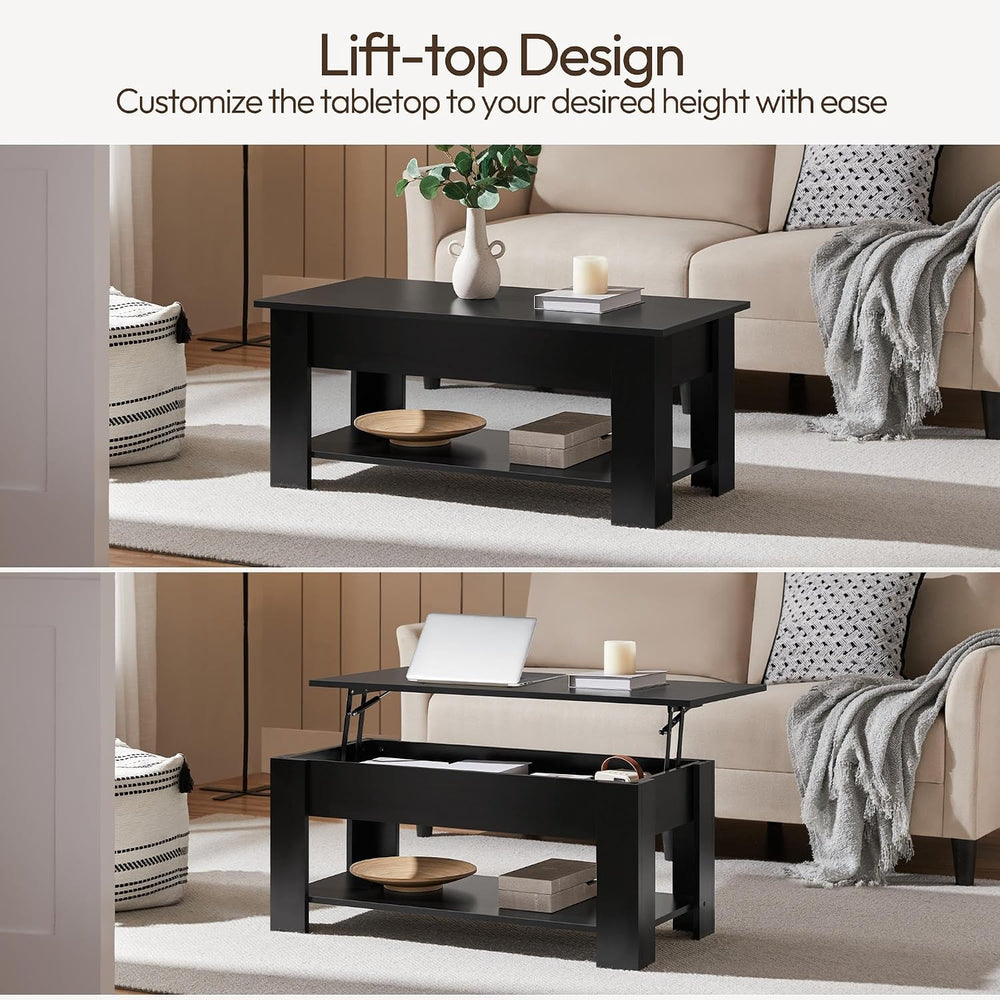 Yaheetech Black Lift Top Coffee Table with Storage for Living Room, 38.6"