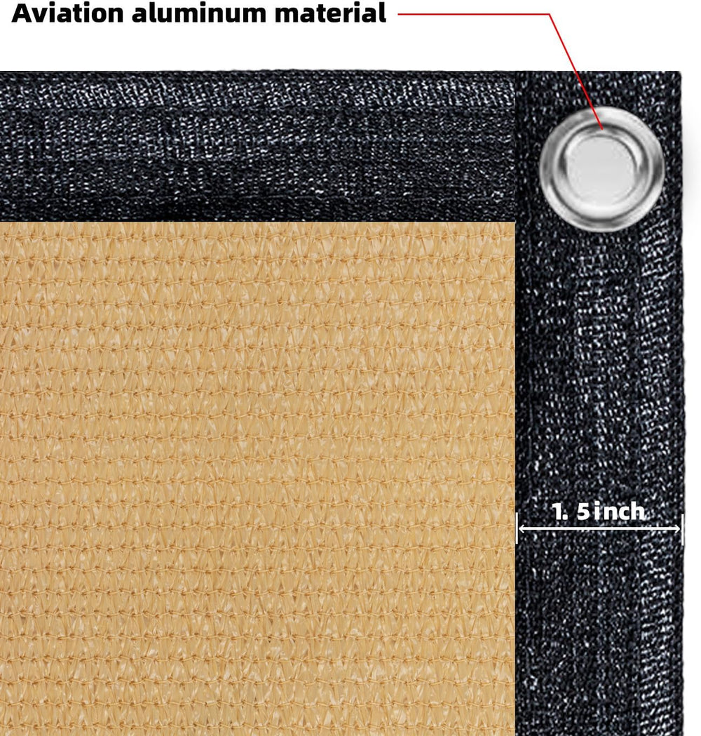 SUNNY GUARD Privacy Screen Fence 8' x 50' Sand Heavy Duty Dustproof D...