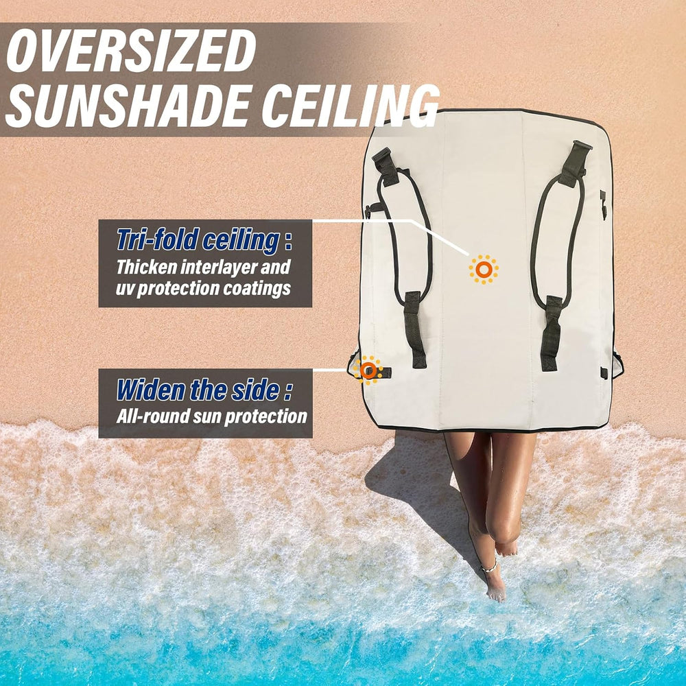 Beach Chair with Canopy Shade, Folding Camping Chair Support to 330LBS, Outdo...