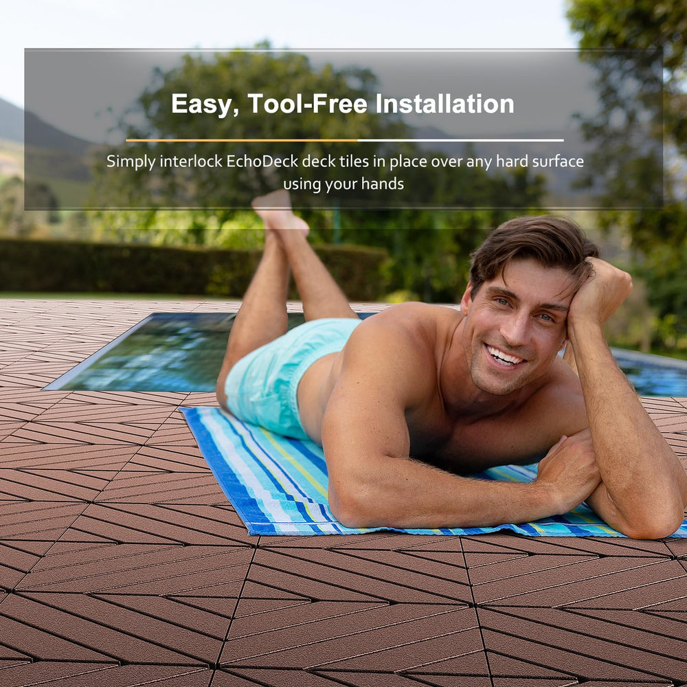 EchoDeck Interlocking Deck Tiles,54 Pack Deck Tiles Interlocking Outdoor All ...