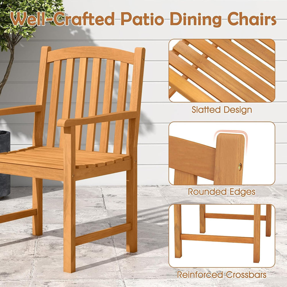 Tangkula Acacia Wood Outdoor Dining Chairs Set of 2