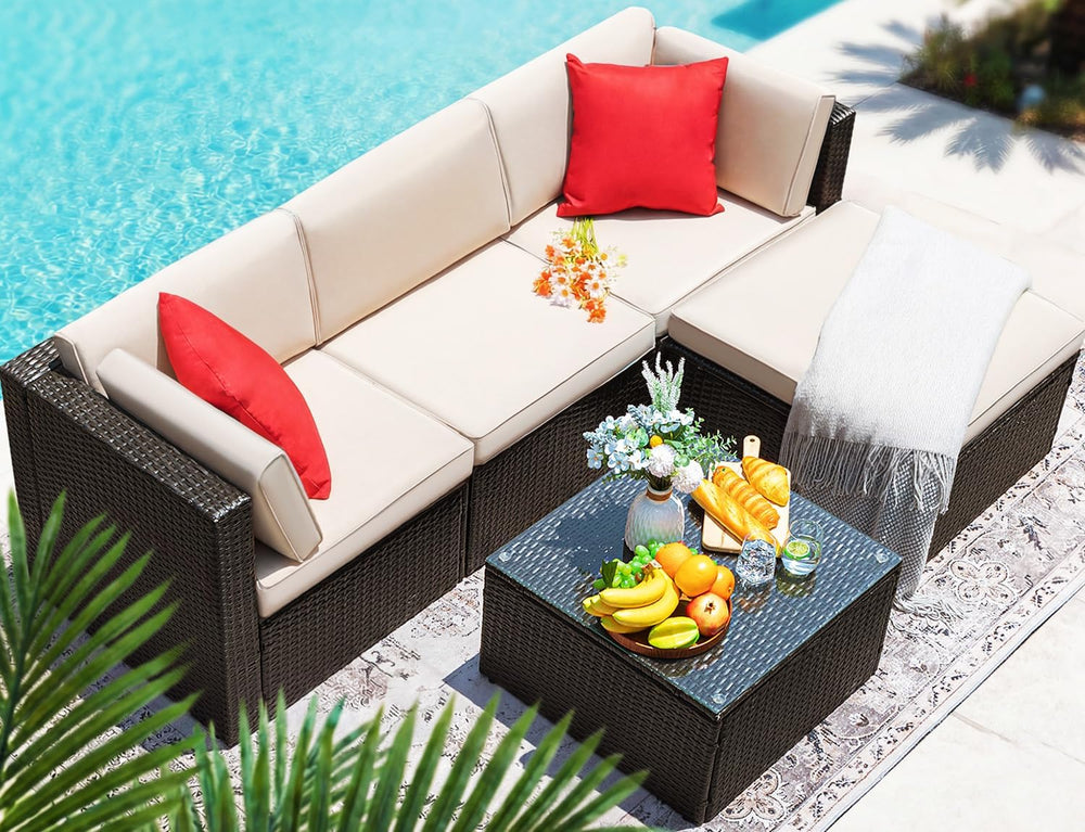 Devoko 5 Pieces Patio Furniture Sets Outdoor Sectional Patio Sofa