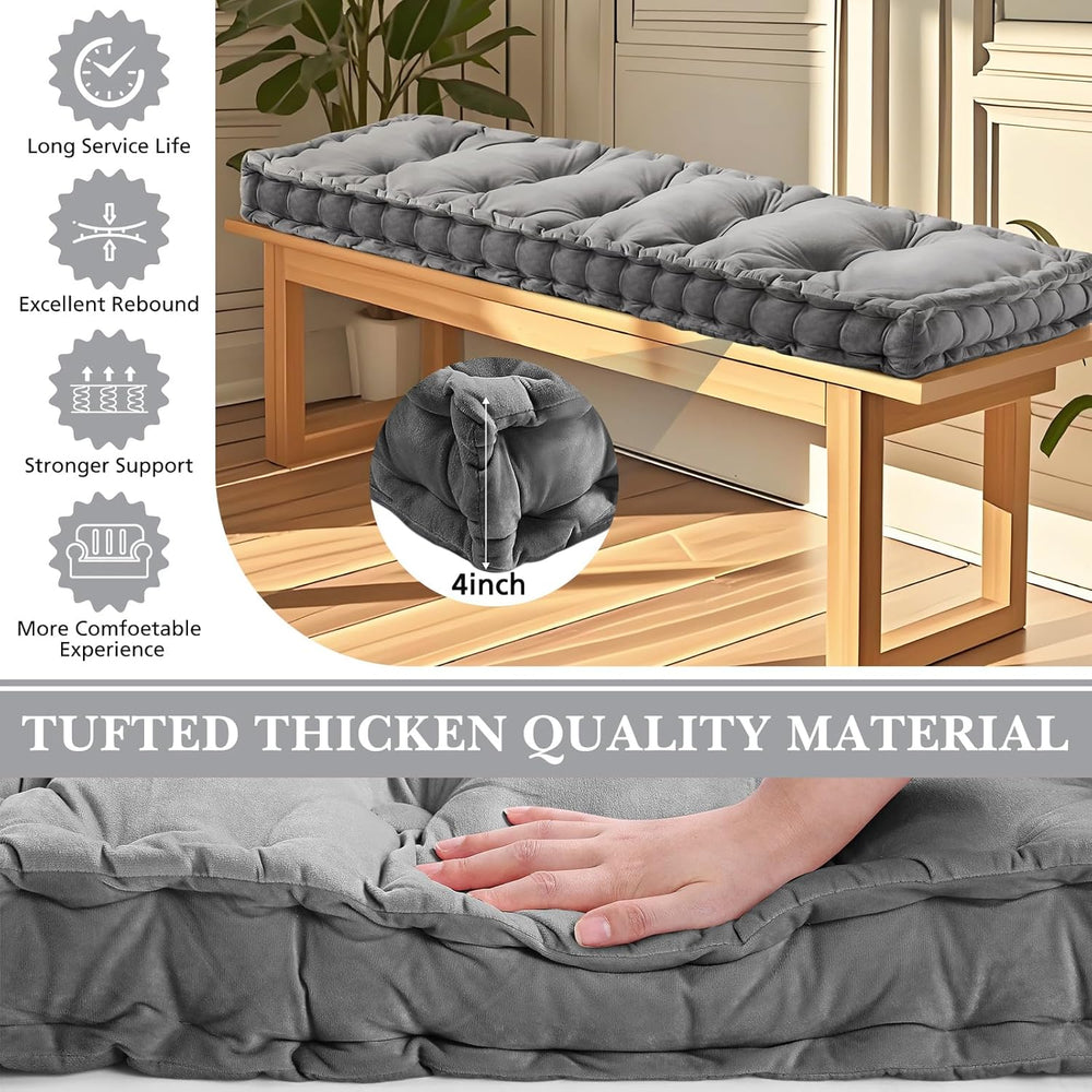 Threehoney Bench Cushions for Indoor Furniture 42x16 in Velvet Kitchen Dining...