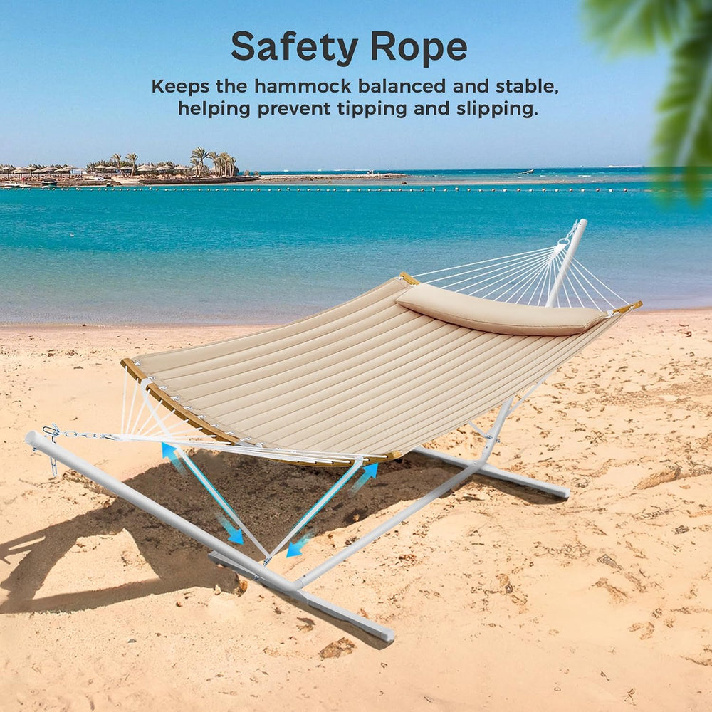 SUPERJARE Hammock with Stand, 2 Person Heavy Duty Hammock with Padded Cotton,...