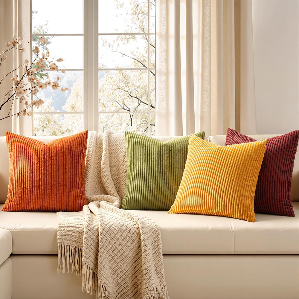 EMEMA Burnt Orange Decorative Throw Pillow Covers 22x22 Inch Set of 4