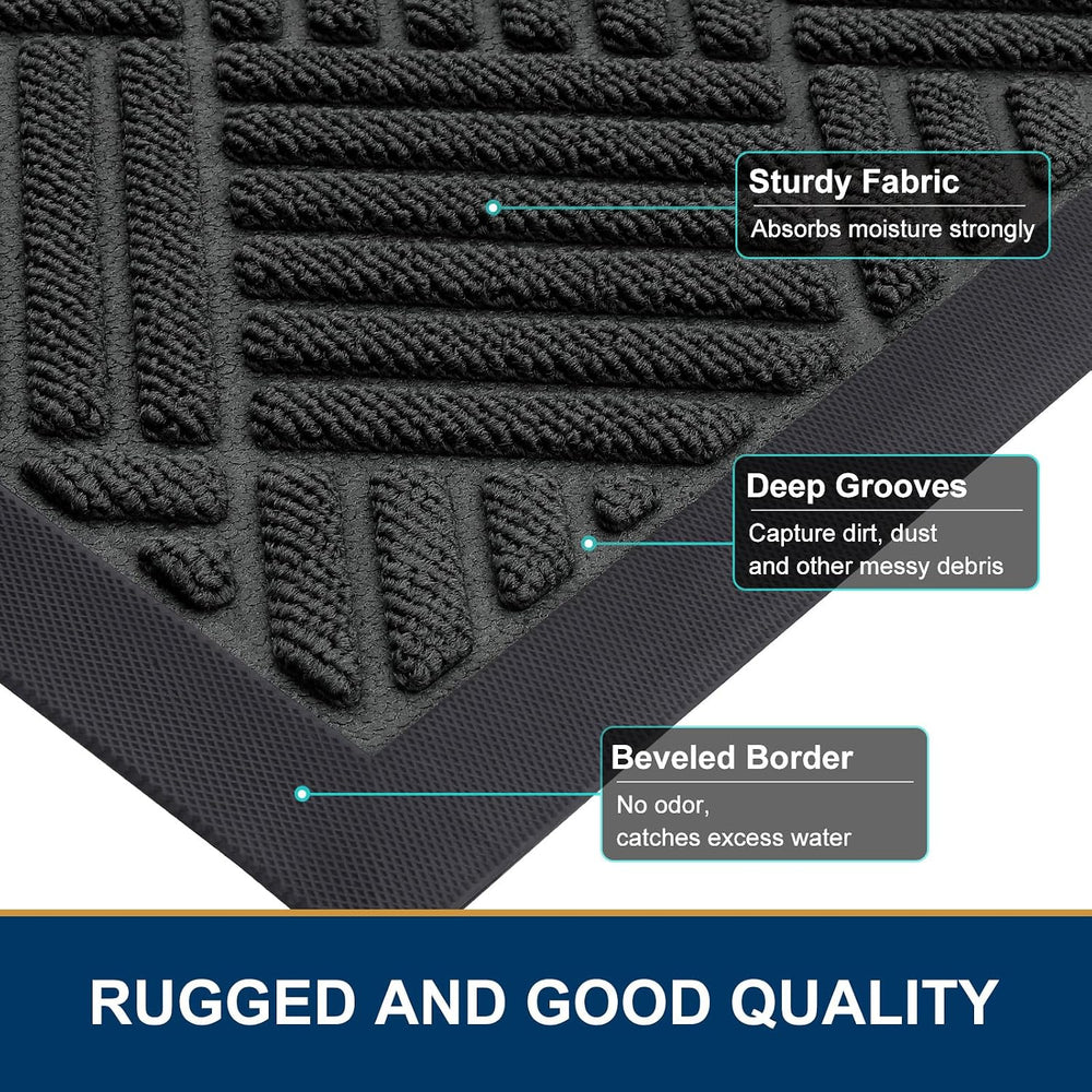 Smiry Front Door Mat Outside Entrance, Natural Rubber Doormat, 47x17 Inch