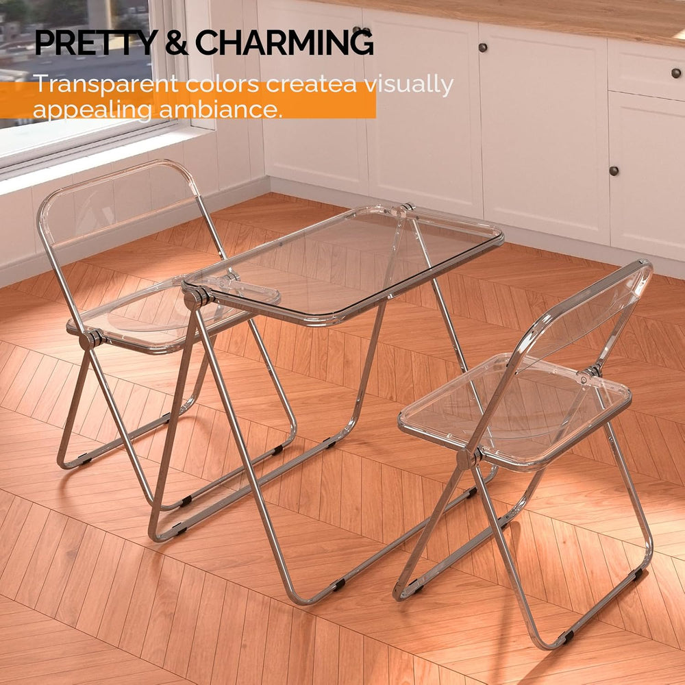 VINGLI Folding Acrylic Table Small TV Tray for Snack Dinner on Couch, Tiny Fo...