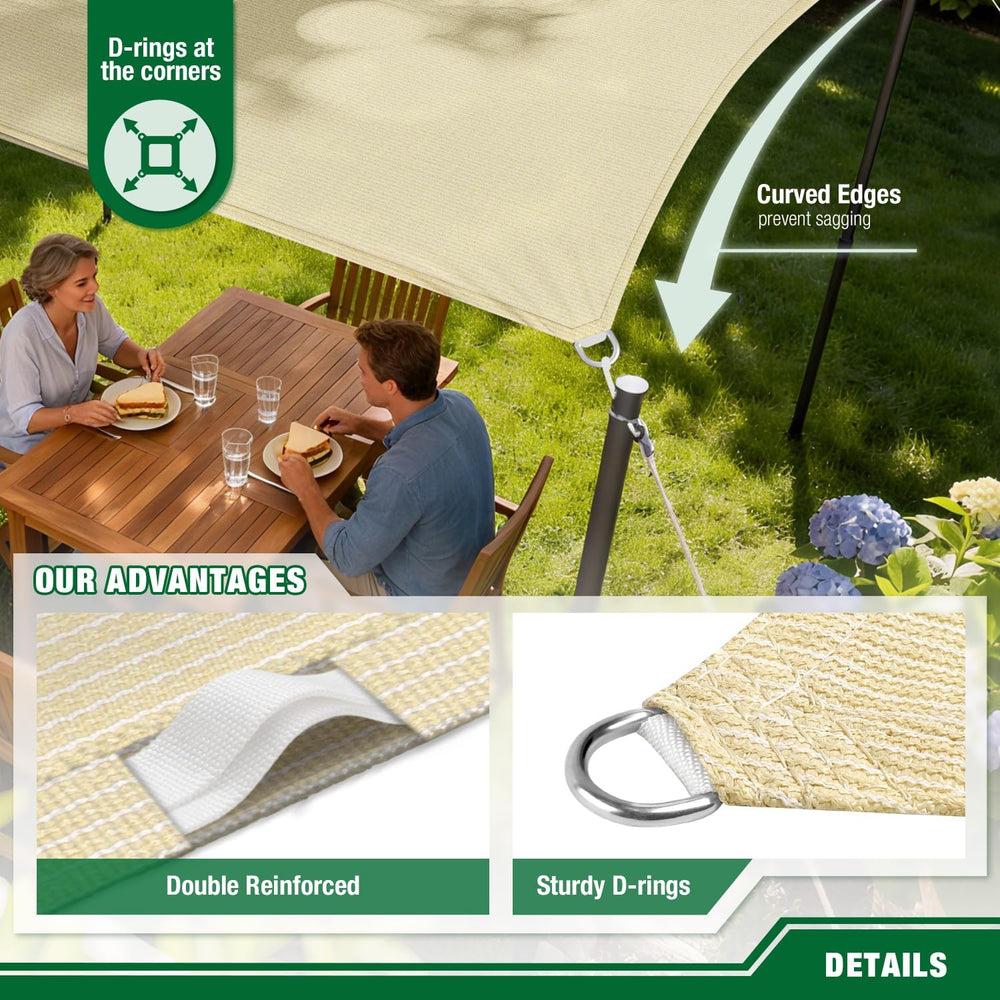 Sun Shade Sails 13'x20' Rectangle Outdoor Sunshade Canopy UV Block Co...