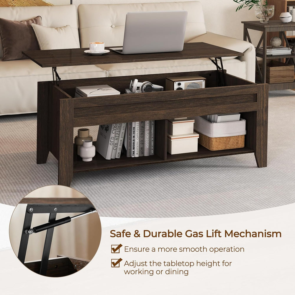 Yaheetech 39.5" Lift Top Coffee Table with Storage Shelf, Espresso