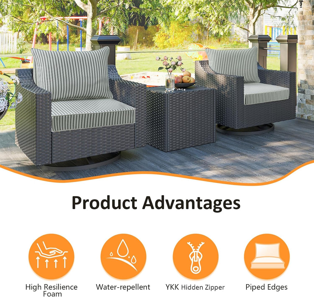 Unimatta Outdoor Patio Chair Cushions Set, 24" x 24", Set of 2, Wat...