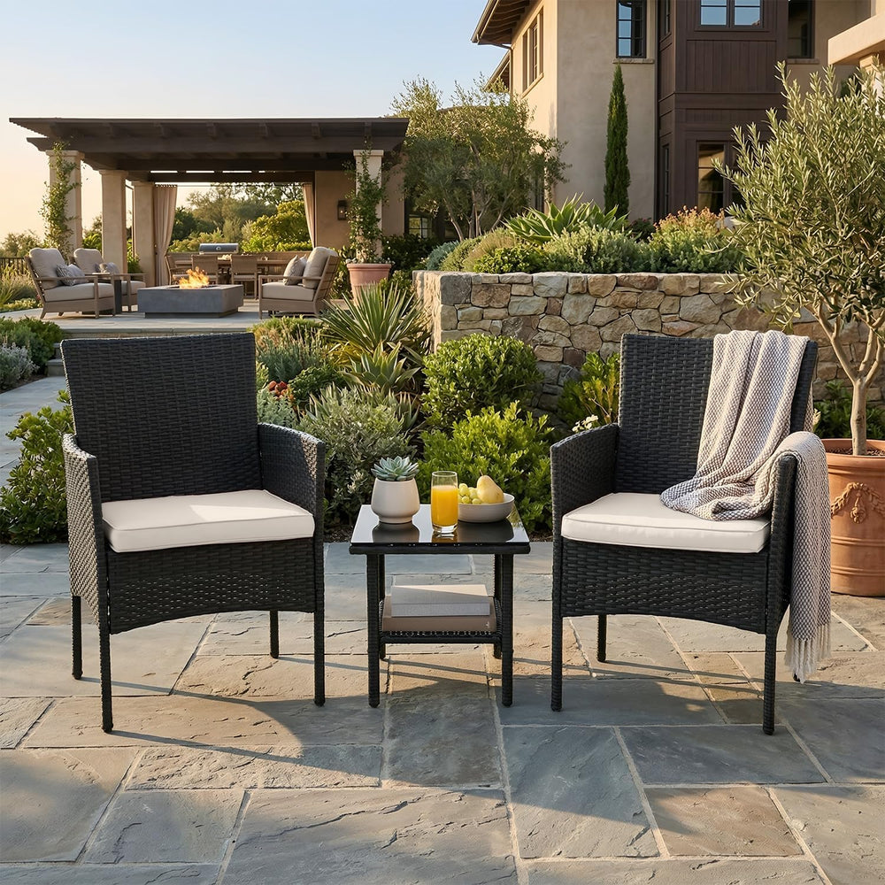 NChanmar 3 Pieces Patio Furniture Outdoor Bistro Set Outdoor&Indoor,Black