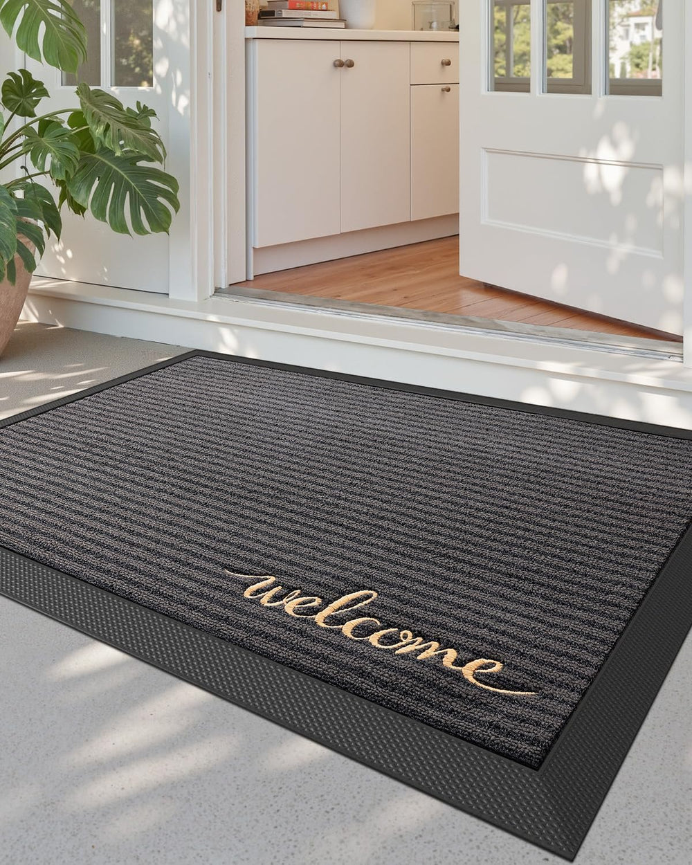 DEXI Front Door Mat Outside Entrance 24x36 Welcome Rubber Entry Doormat