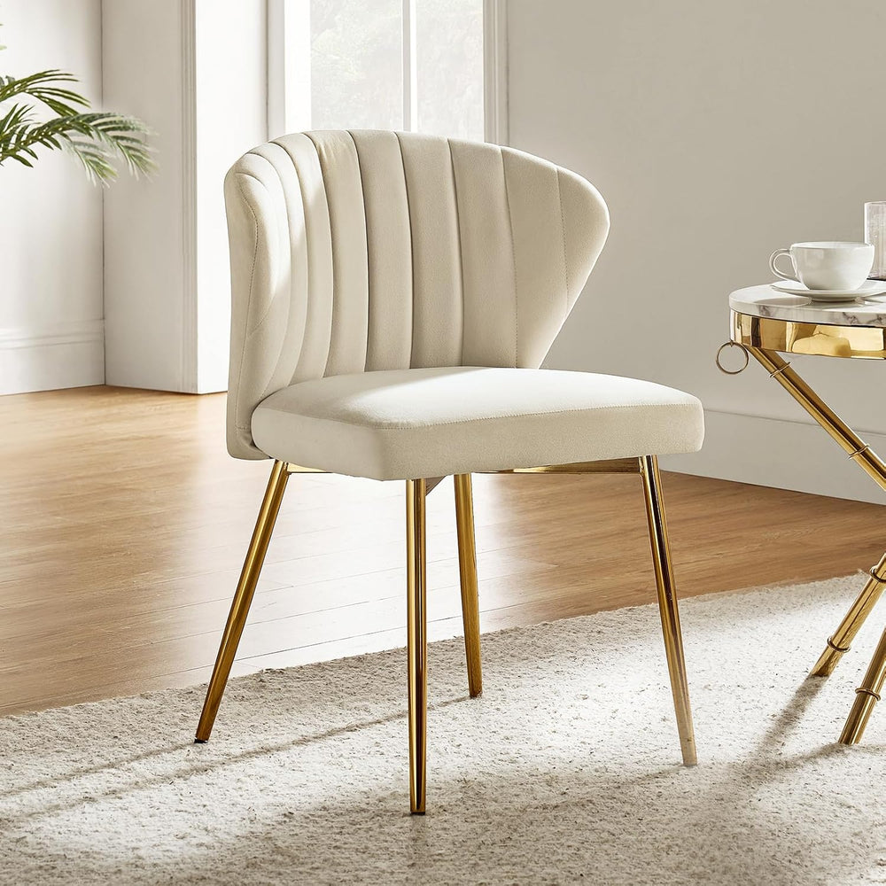 HULALA HOME Velvet Dining Chairs, Modern Small Armless Accent Chair with Gold...