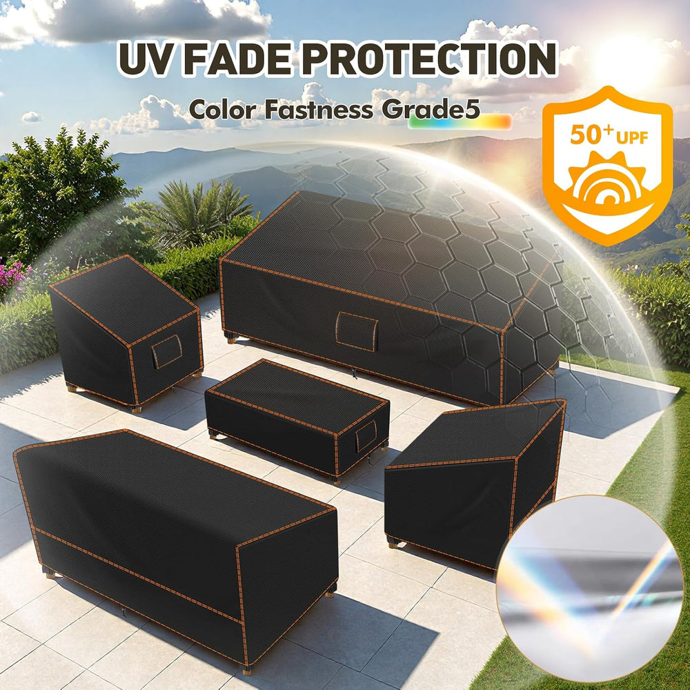 Patio Furniture Set Covers for Outdoor Waterproof 5 Piece, XX-Large, Black