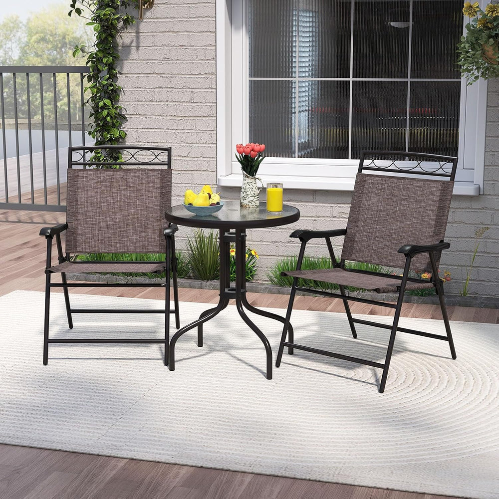 Goplus Bistro Table and Chairs Set of 2, Outdoor 3 Piece Patio Bistro Set wit...