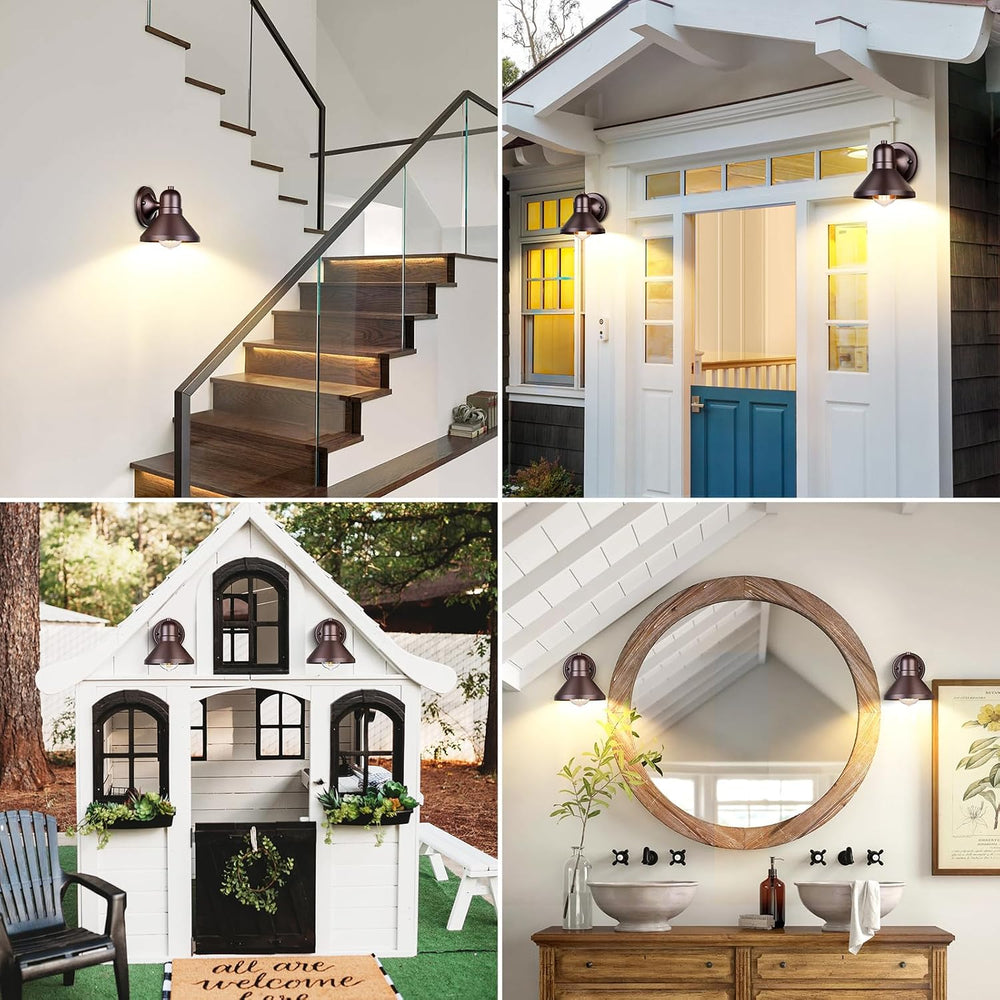 Brightever Outdoor Barn Wall Light Fixtures, 2-Pack Brown Exterior Wall Lante...
