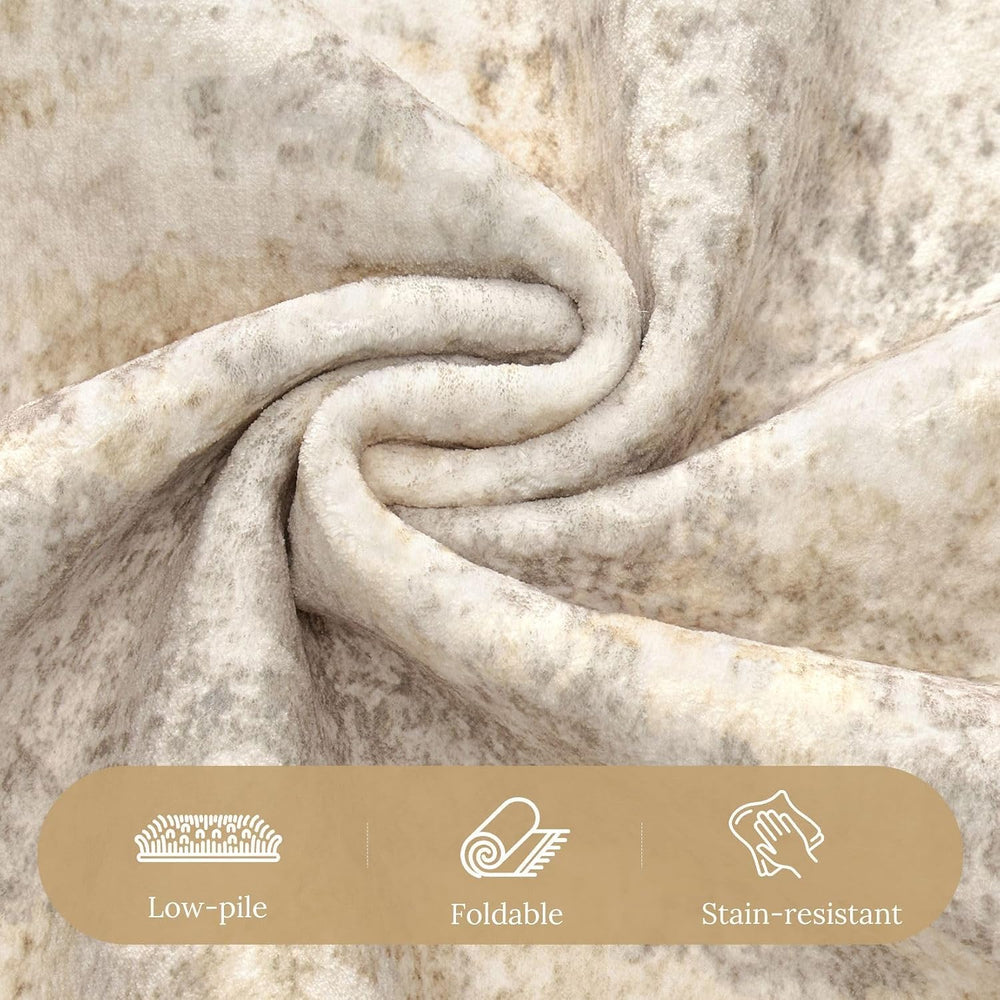 cotiled 10x12 Area Rug for Living Room: Washable Soft Abstract Rugs Beige