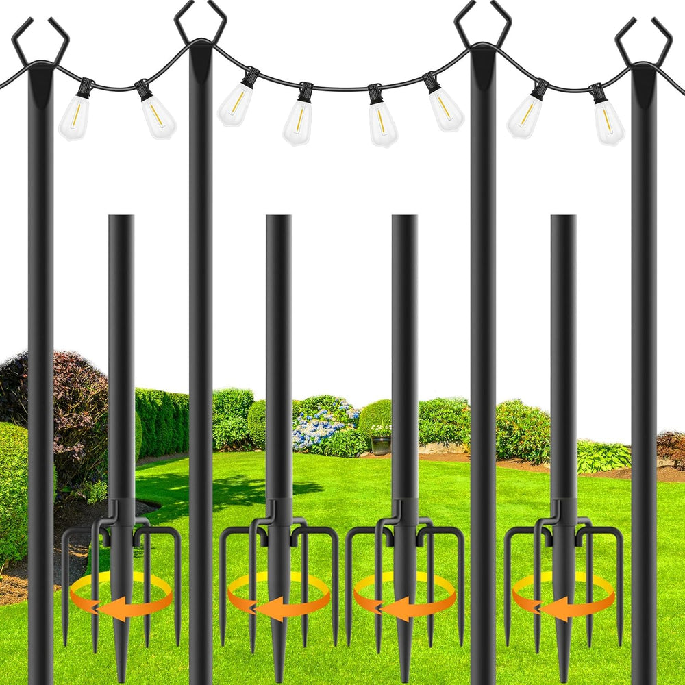 zoegi 4 Pack 10Ft String Light Poles,Light Poles for Outside Lights with Fork...