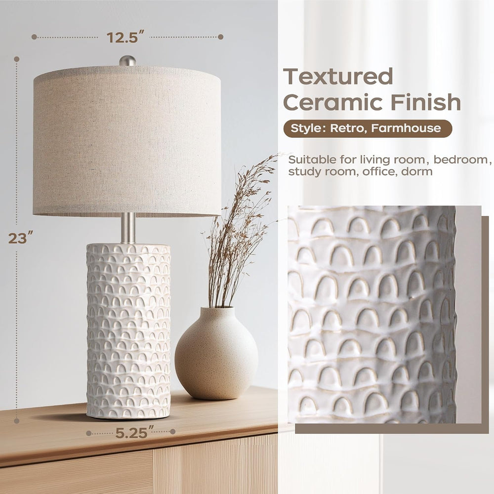 PARTPHONER 23" Modern Ceramic Table Lamp Set of 2, Table Lamps for Livin...