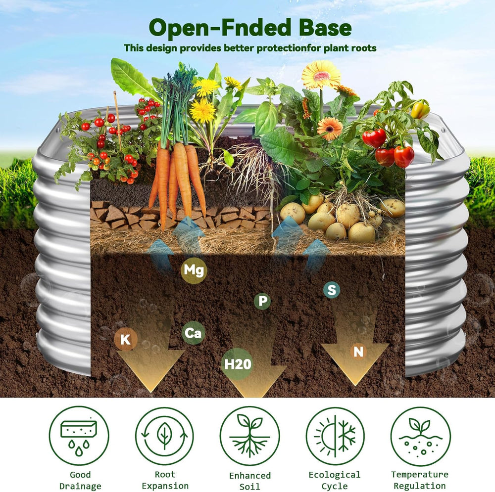4 Pack 2x2FT Corrugated Galvanized Steel Raised Garden Bed Outdoor, Metal Abo...