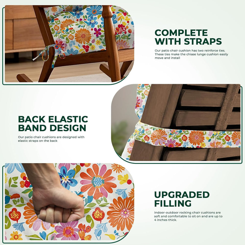 2Pcs Adirondack Chair Cushion Waterproof Indoor Outdoor Rocking Chair Cushion...
