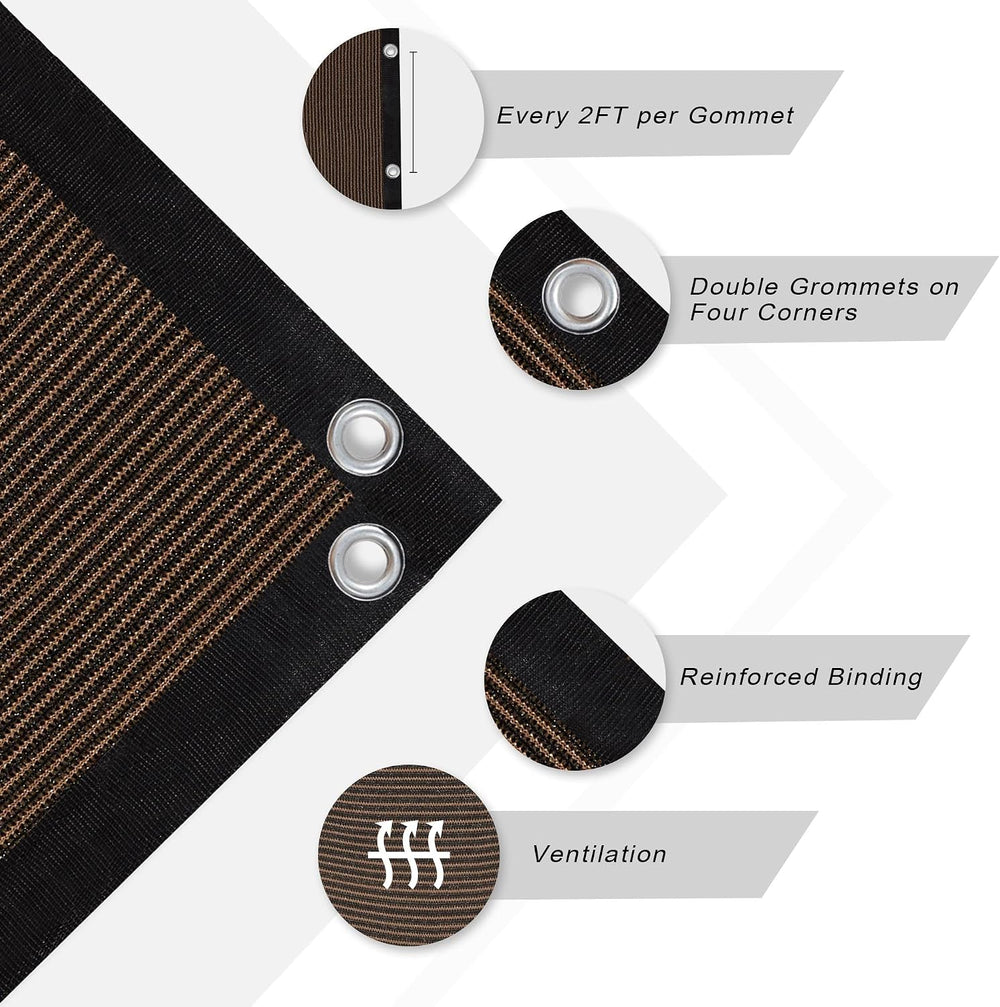 VICLLAX 90% Shade Fabric Sun Shade Cloth Privacy Screen with Grommets for Pat...