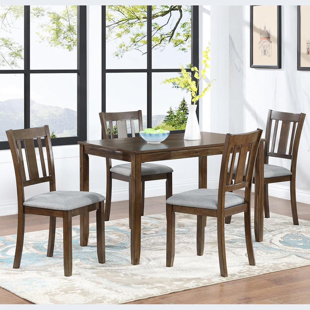 RuiSiSi Farmhouse 5 Piece Dining Table Set for 4, Solid Wood Rustic Kitchen T...