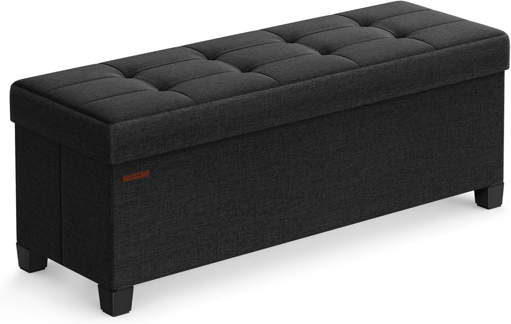 SONGMICS Storage Ottoman Bench, Foldable Foot Rest with Legs