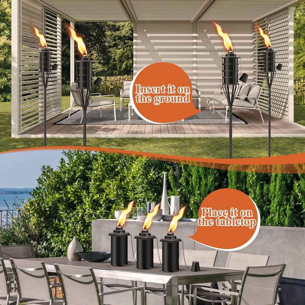 Upgraded Citronella Garden Torch Set of 6, Large Capacity 16oz Metal Torch fo...