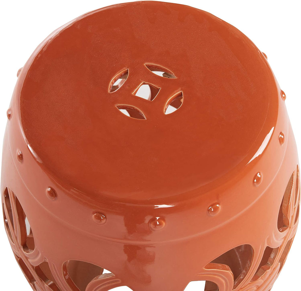 SAFAVIEH Furniture - Imperial Vine Decorative Garden Stool - Orange - Ceramic...