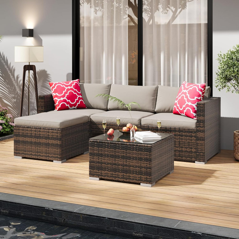 GAOMON 5-Piece All-Weather Patio Furniture Set, Convertible Outdoor Sectional...