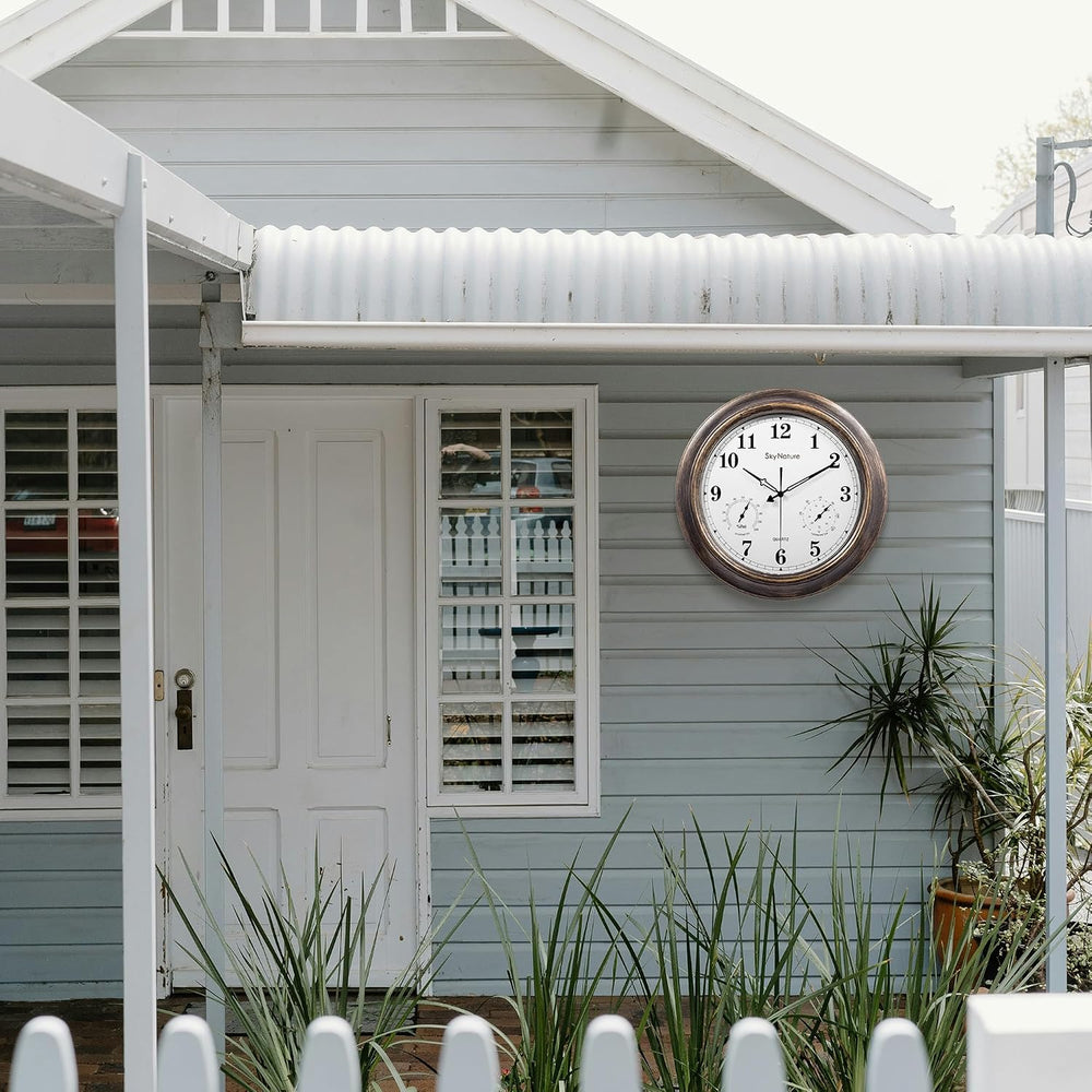 Outdoor Clock 18 Inch, Large Outdoor Clocks Waterproof Weatherproof with Ther...