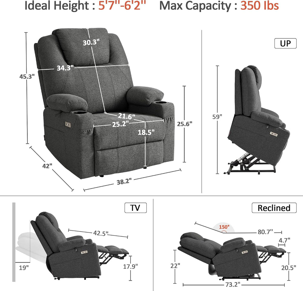 MCombo Power Lift Recliner Chair for Elderly R7510(Grey, Large-Wide)